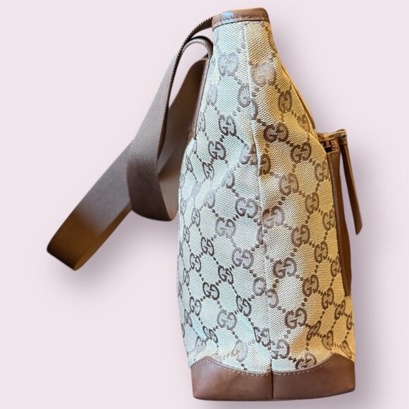 Authentic Gucci GG Canvas Tote with Leather Trim - Picture 3 of 9